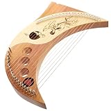 Baluue Arpa de Lira de Madera 19 Cuerdas Caja Resonancia Estilo Antiguo, Adecuado para Principiantes y Amantes Música Color