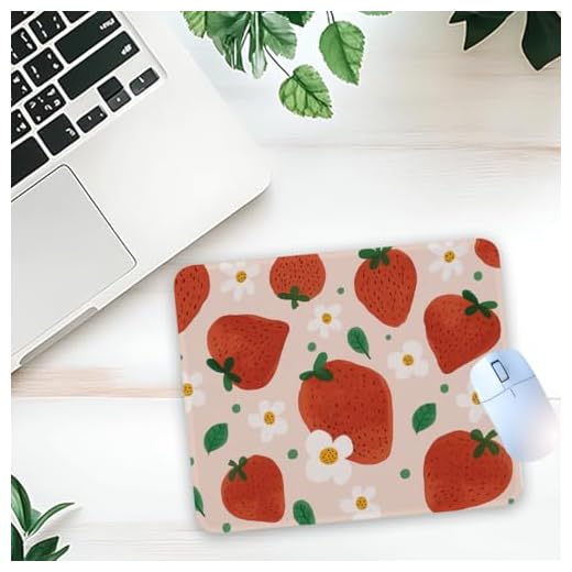 1 Pcs Pink Cute Strawberry Daisy Non Slip Rubber Mouse Pad for Home Office Desk Workspace Laptop Gifts for Women Girls Friends Leader
