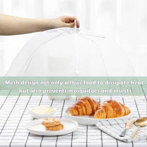4 Pack Mesh Food Covers, Large and Tall 17x17 Pop-Up Encrypted Mesh Plate Serving Tents Reusable and Collapsible Food Tents Umbrella for Outdoors, Parties, Picnics, BBQ