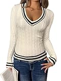Material: Damen strickpullover langarm sind aus weichen und hautfreundlichen Materialien, leicht pullover, Sehr geeignet für Herbst und Winter.