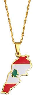 Liban Map with Flag Pendants Necklaces Gold Color Jewelry Lebanon Map Chain Necklaces 248321 Clever and Attractive