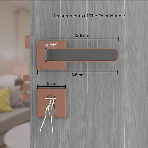 Image of GLOXY Premium Zinc Mortise Lock for Door - Rose Gold & Black Finish Door Handle Lock with 3 Brass Keys - Main Door Lock Set for Home, Office & Bedroom Doors - Heavy Duty Lock Body with 2 Year Warranty