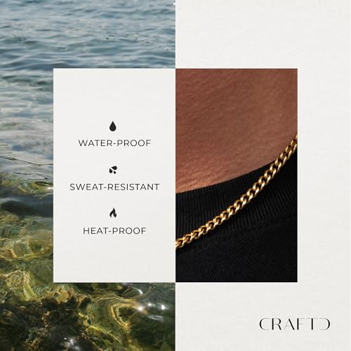 CRAFTD - Gold Cuban Link Chain - Durable 18K Gold & 316L Stainless Steel - Waterproof, Heat & Sweat Resistant - Gifts for Men - Men's Jewelry - Width 4MM - Length 19.5” by CRAFTD - Used condition - Image 3
