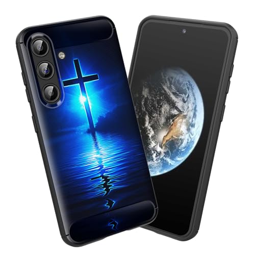 smauncucn for Galaxy S25 FE Case,Soft TPU Slim Fashion Anti-Fingerprint Non-Slip Protective Phone Case Cover for Samsung Galaxy S25 FE 6.7 inch 2025,Blue Water Cross