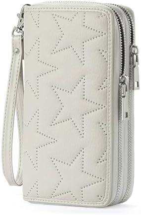 GOIACII Women's Wallet Large Capacity Double Zip Around Ladies Wallet with RFID Blocking Phone Wristlet Purse Star