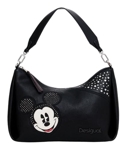 Desigual Women's Accessories - Bolsa de mano de poliuretano, color negro, Negro