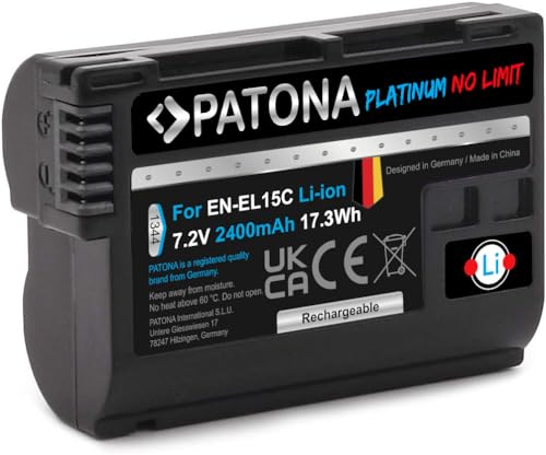 PATONA Platinum - Batterie de Rechange pour Nikon EN-EL15c (2400mAh) Compatible avec Nikon Z5 Z6 II Z7 II Z8 Zf etc