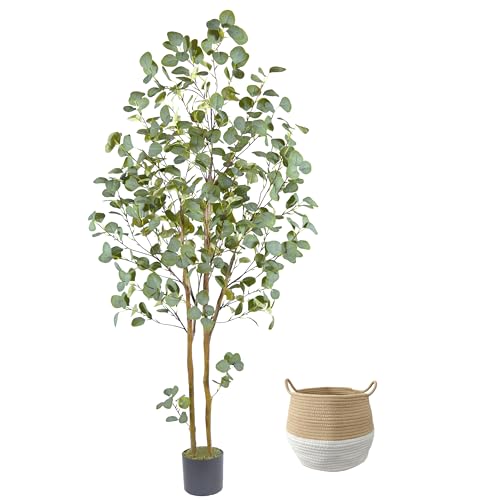 Warmplants Artificial Eucalyptus Tree, 6ft Tall Faux Eucalyptus Plant with