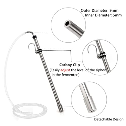 Brewing Auto Siphon, Stainless Steel Siphon Racking Cane With Carboy Clip, Homebrewer Easily Faster Transfer Wort From Container, 1Pcs (Color : Auto Siphon Kit) #TOP2