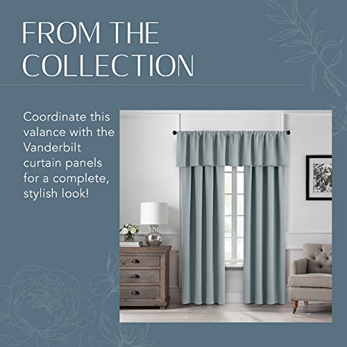 Elrene Home Fashions Sunveil Vanderbilt Straight Pleated Valance With Yarnlock Technology, 50 In X 18 In (Straight Valance), River Blue #TOP4