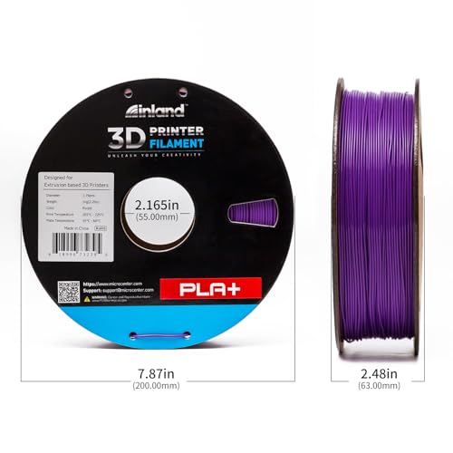 Image of INLAND Micro Center PLA+ 3D Printing Filament 1.75mm - PLA Pro Dimensional Accuracy + /- 0.03 mm - 1kg Cardboard Spool (2.2 lbs) (1 Pack Purple, 1.75mm)