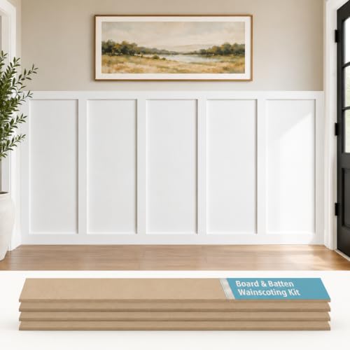 Weysat 1 Set Board and Batten Wall Panel Wainscoting Panel 94.5 X 47.2 Inch