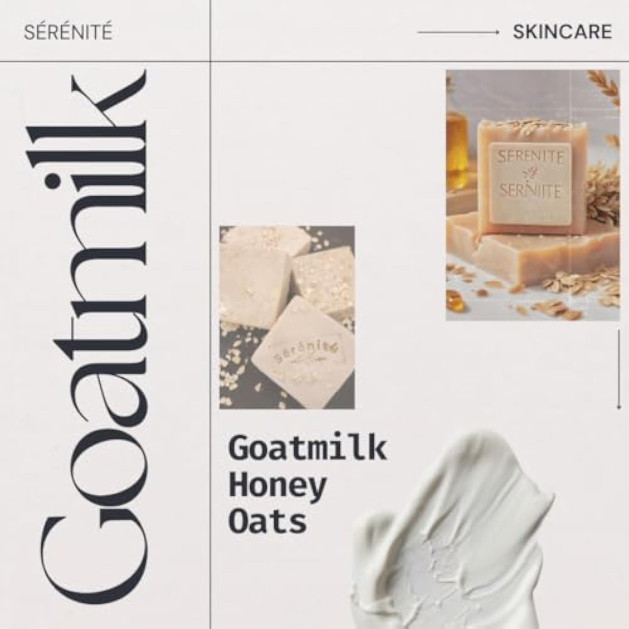 SÉRÉNITÉ Goatmilk Honey Oats Nourishing Soap Bar, 125g