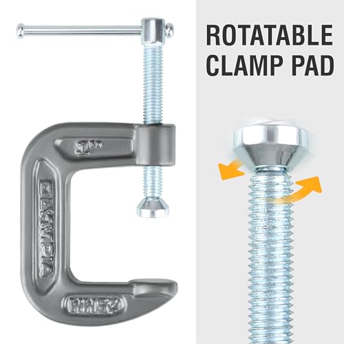 Image of Olympia Tools Heavy Duty Cast Iron C-Clamps with 1-Inch Jaw Opening and 1-Inch Throat, 6 Pack