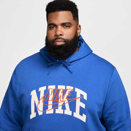 Nike Club Fleece Men's Pullover Hoodie Size - Medium Game Royal/Safety Orange4