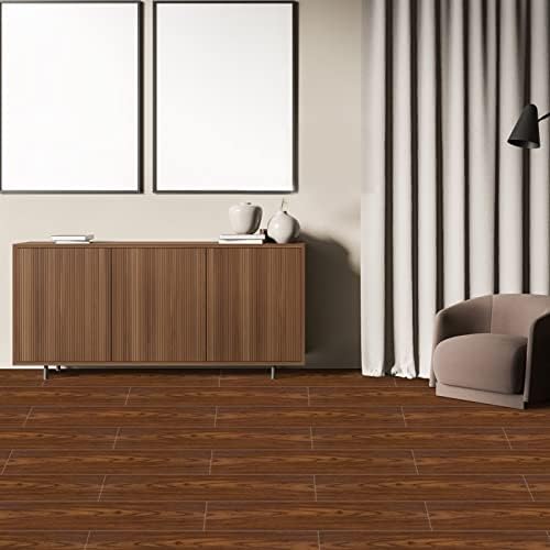 Self Adhesive Floor Plank Self Adhesive Floor Tile Peel and Stick Vinyl Flooring Wood Planks for Kitchen Bathroom Bedroom Home Office PVC Waterproof Brown 90X15cm 10PCS