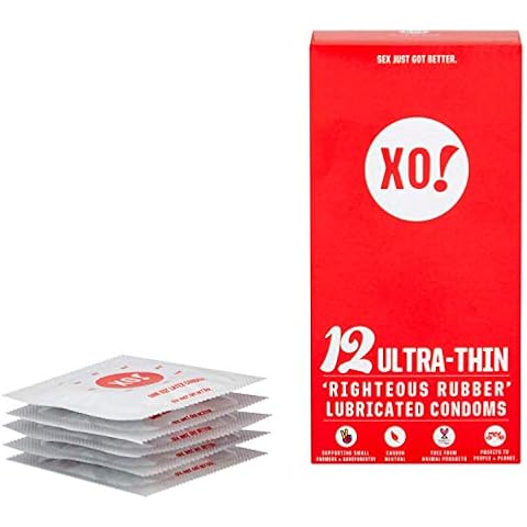 XO! Ultra Thin Eco Friendly Lubricated Condoms, Natural Rubber Latex, Unscented (Pack of 12) Cover