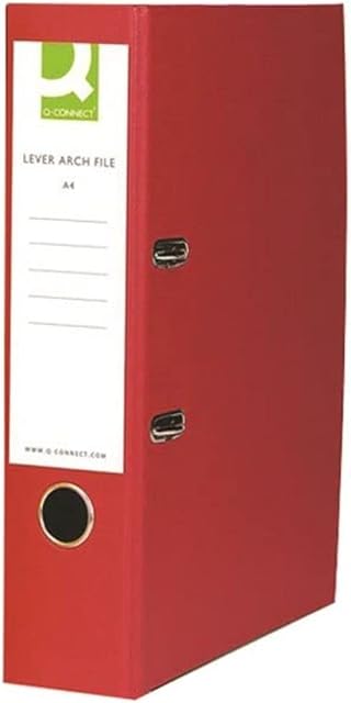 Q-Connect KF20041 Lever Arch File A4 Paper-Backed - Red (pack of 10)