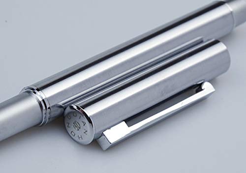 Hongdian 516 Stainless Steel Fountain Pen Fine Nib, Classic Design With Converter And Pen Pouch #TOP7