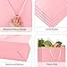 QIELSER 12 pcs Kraft Gift Bags Bulk Medium Size 10.5 x 3.2 x 8 Inches, Pink Kraft Paper Shopping Bags with Ribbon Handles, Party Favor Bags, Shopping Bags, Retail Bags, Wedding Bags