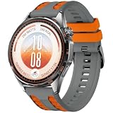 22mm シリコーン バンド Huawei Watch Ultimate 2 GT6 Pro/GT6/GT 5 Pro/GT 5/GT 4/GT 3/GT 2(46mm)対応、ツートンカラー交換用バンド Huawei Watch 4 46mm/4 Pro 48mm/3 Pro/3/2 Classic、Garmin Venu 4/3/2に対応 軽量 防水防汗 柔らかい (スペースグレー×オレンジ)