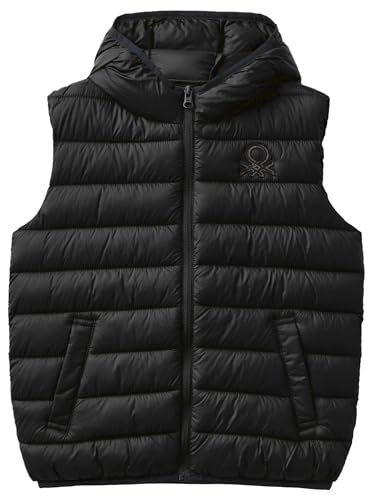 United Colors of Benetton Gilet 2twdcj007 Chaqueta, Negro 100, 122 cm para Niños
