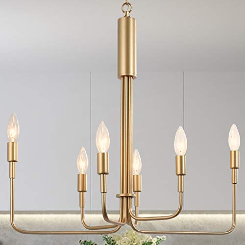 KSANA Gold Chandelier, 6-Lights Modern Chandeliers for Dining Rooms, Living Room, Bedroom, Kitchen