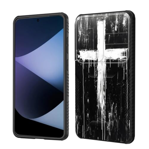 wiaekosef for Galaxy S26 FE Case Built in Slide Camera Lens Cover,Heavy Duty Shockproof Protection Dual Layer Case for Samsung Galaxy S26 FE 6.7" 2026,White Cross