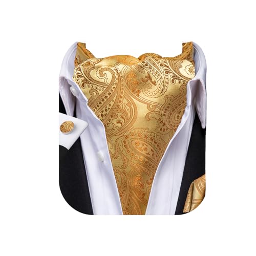 Image of Dubulle Paisley Floral Ascot for Men Self Tie Mens Cravat and Pocket Square Cufflinks Wedding