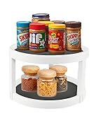 HOME-X Two-Tier Lazy Susan, Nonskid Turntable, Rotating Organizer for Pantry, Kitchen Counter, or Table, 9 ¾' D x 6' H, White