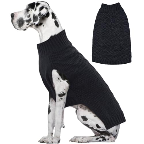 IECOii Big Dog Sweater, XXXXL Dog Sweaters for Extra Large Dogs, Cold Weather Winter Sweaters for Large Size Dogs, Warm Fall Knitwear, Doberman,Great Dane Sweater, Darkgrey - 4XL XXXX-Large(