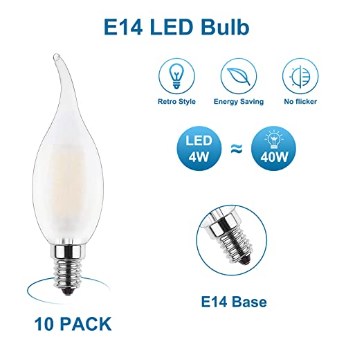 Bombilla LED E14 tipo vela para lámparas de salón con luz cálida regulable de 4W 7