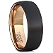 Mens Wedding Band Two Tone Black Rose Gold Tungsten Ring Brushed Center Dome 8mm Comfort Fit(8.5)