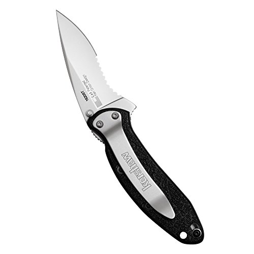 Kershaw Scallion Serrated (1620St), Edc Folding Pocketknife, 2.4-Inch 420Hc Steel Blade, Bead-Blasted Finish, Textured Glass-Filled Nylon Handle, Speedsafe Assisted Opening, Dual Blade Lock, Single-Position Pocketclip, 2.3 Oz. #TOP2
