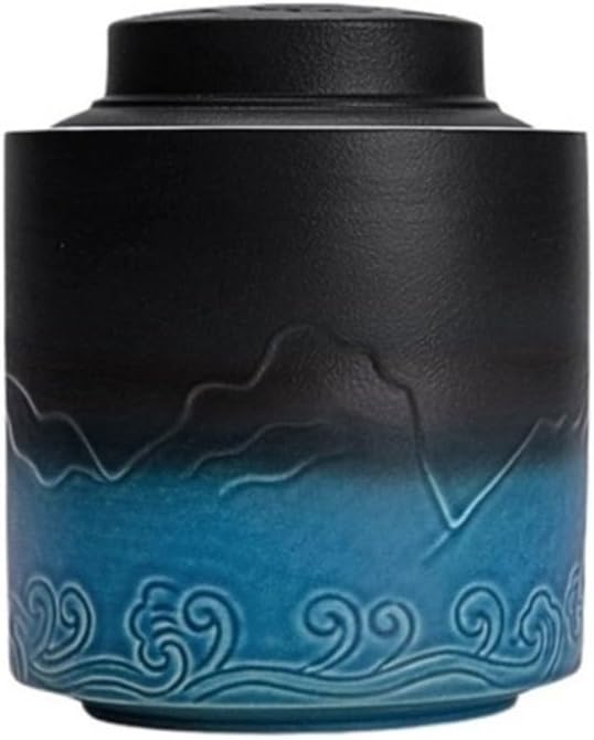 Tea Container Large Home Tea Storage Ceramic Sealed Tea Canister With Lid For Kitchen Counter(Gray)