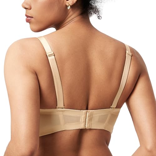 Image of HSIA Strapless Bras for Women Large Bust Non Slip Full Coverage Underwire Beige