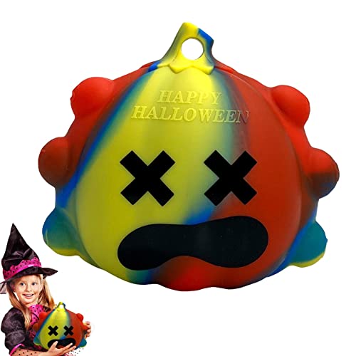 Xming Juguetes Blandos de Halloween para niños | Squishy Mochi Calabaza Expresión Divertida Feliz Halloween | Paquetes de ansiedad para aliviar el estrés con Luces LED Favor de Fiesta Goodie Bag Cover