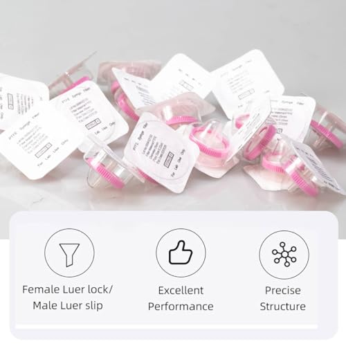 Image of PEKYBIO 20 Pack Sterile Syringe Filter PTFE Hydrophobic Filtration 0.22um Pore Size, 25mm Membrane Diameter, Sterile Packed Individually for HPLC Sample Preparation