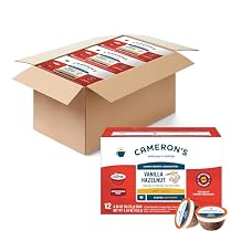 Camerons Coffee Single Serve Pods, Flavored, Vanilla Hazelnut, 12 Count Pack of 6