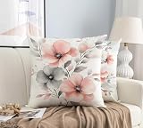 Genérico Rosa Fundas Cojines 40x40cm Juego de 2 Fundas de Cojines,Flor Lino Funda Cojin Decorativas con Cremallera Oculta para Cama decoración Sofás Sala de Estar Dormitorio Exterior-1726