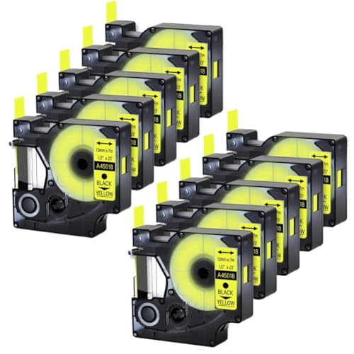 Ruban d'étiquette noir sur jaune 45018 haute visibilité pour LabelManager 100