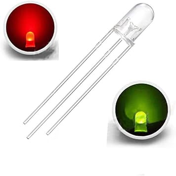 Led 5mm K rm z  Ye il Ortak Katot 2 Renk Bicolor 3 Pin Diyot I k