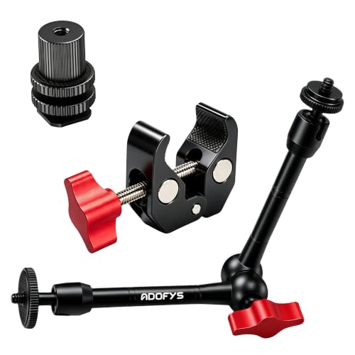 Image of ADOFYS Magic Arm with Super Clamp - 11in /28cm Adjustable Articulating Friction Camera Mount & Clamp with 1 /4 inch and 3 /8 inch Thread for LCD Monitor LED Light Flash Light Phone Action Cam