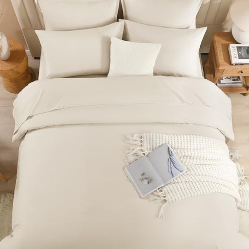 Litanika Beige King Comforter Set with Sheets - 7 Pieces Solid Bed in a Bag by Litanika - Image 8