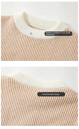 Men's Crew Neck Sweater Casual Long Sleeve Knit Pullover Solid Color Loose Fit Fall Winter Top4