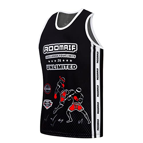ROOMAIF - Canottiera Boxe - Boxing Vest Gym Training - Canottiera Boxe Thai IT (Nero, L)