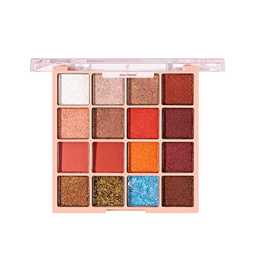 BKSYOFU 16 colores sombra de ojos lindo mascota bailando maquillaje brillo impermeable ojo sombra paleta ojo sombra brillante maquillaje belleza glaseado(Blue,White)