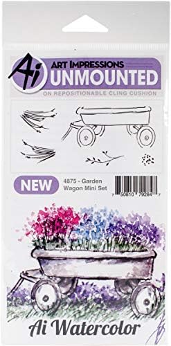 Art Impressions Watercolor Cling Rubber Stamp Mini Garden Wagon