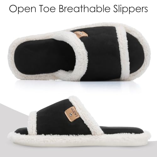 Image of GOEWY Cross Band Slippers for Women with Cozy Memory Foam Machine Washable | Open Toe Summer Cute Slipper,Soft Black House Shoes Slides,Indoor Outdoor Non-Slip Slip On,Gifts for Women Ladies Her Mom