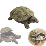mozhixue Turtle Jewelry Box Gifts for Women- Unique Hidden Key Hider- Vintage Bejeweled Storage- Turtle Statue Home Decor, Outdoor Spare Key Rock Holder (S)